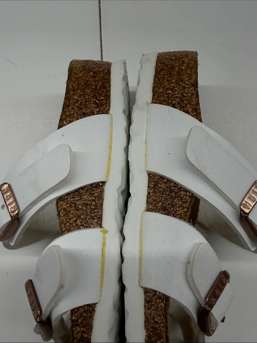 NEW Birkenstock Kids White Buckle Cork Footbed Sandals Size 9-9.5